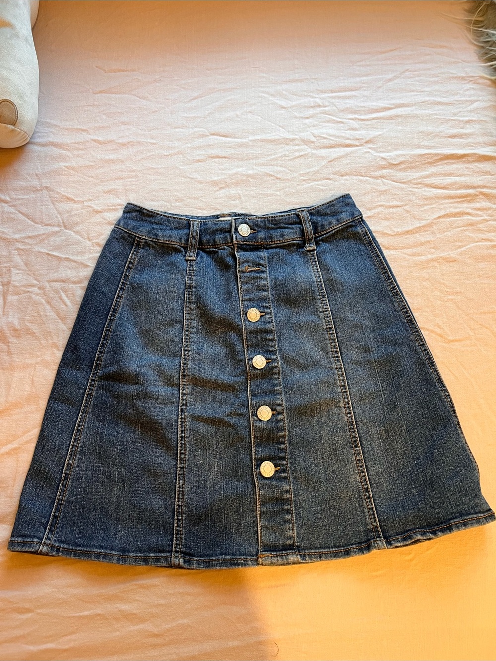 Mossimo Supply Co. Dark Blue Denim Button-Front A-Line Skirt